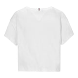 Tommy Hilfiger T-Shirt Girocollo Tinta Unita con Logo per Bambino KB0KB09646 BIANCO TOMMY HILFIGER 