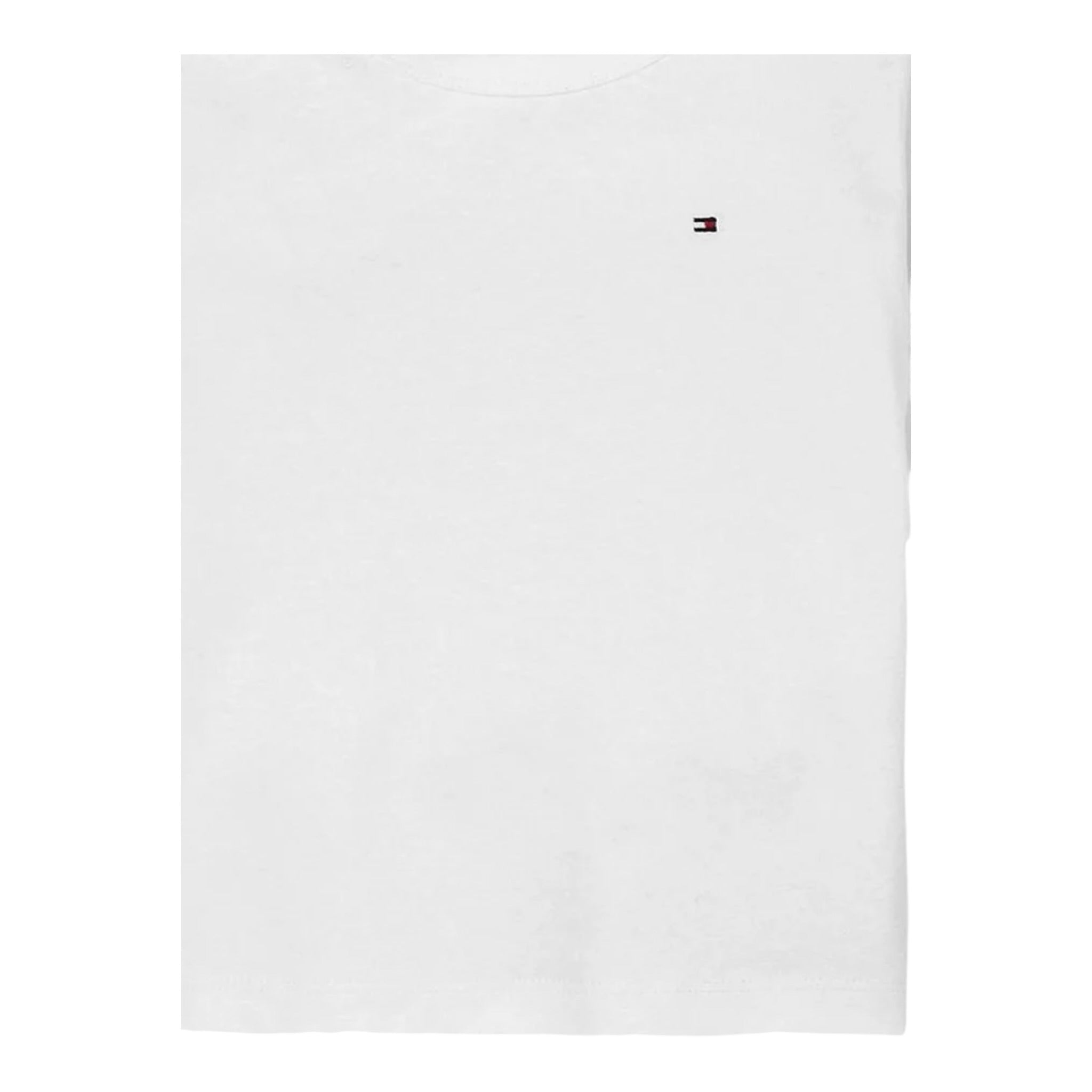 Tommy Hilfiger T-Shirt Girocollo Tinta Unita con Logo per Bambino KB0KB09646 BIANCO TOMMY HILFIGER 