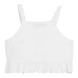 Tommy Hilfiger Top Giromanca Tinta Unita In Pizzo Sangallo per Bambina KG0KG07289 BIANCO TOMMY HILFIGER 
