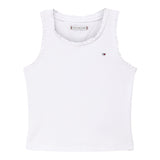 Tommy Hilfiger Canotta Tinta Unita con Ricami per Bambina KG0KG08588X BIANCO TOMMY HILFIGER 