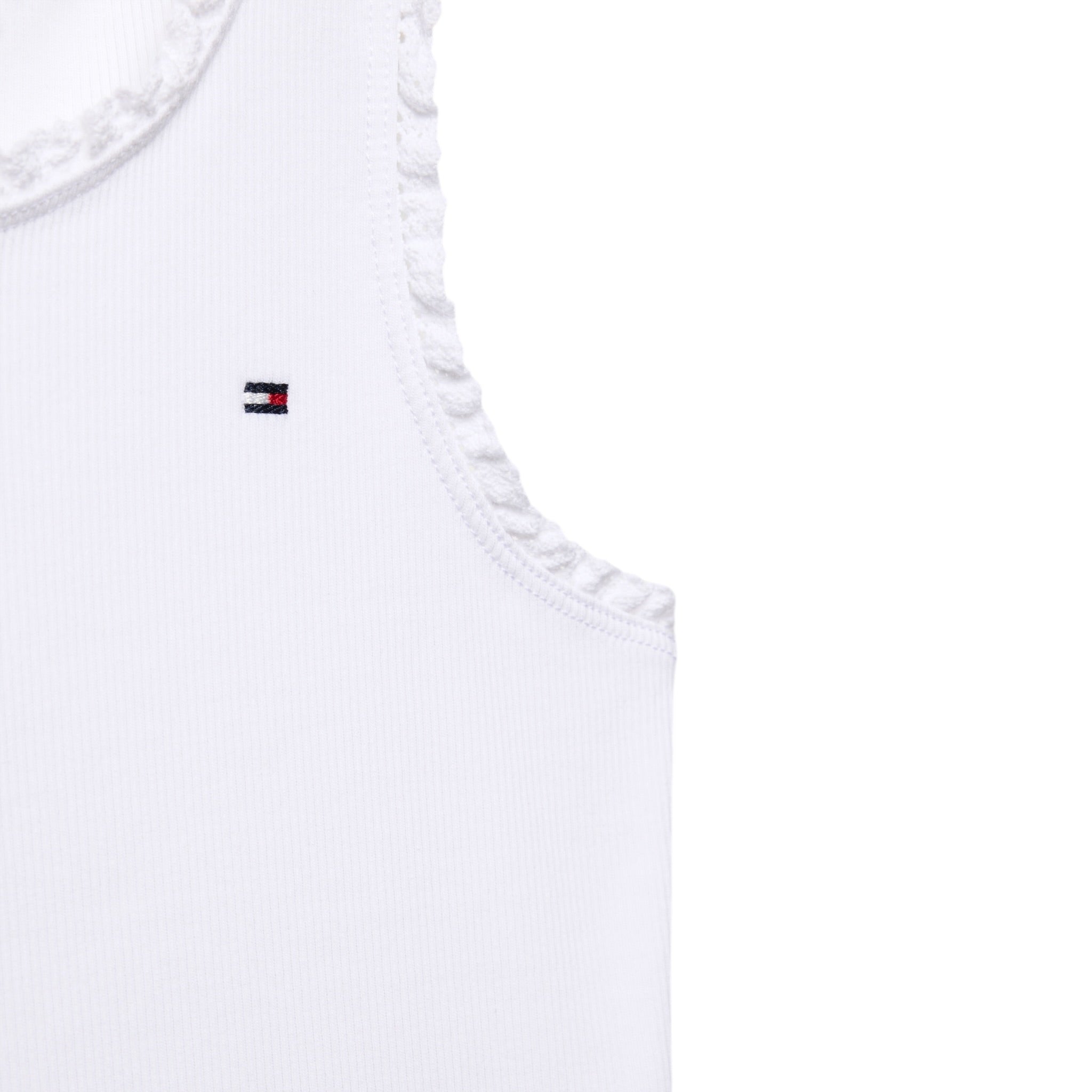 Tommy Hilfiger Canotta Tinta Unita con Ricami per Bambina KG0KG08588X BIANCO TOMMY HILFIGER 