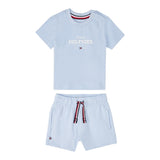 Tommy Hilfiger Completo 2 Pezzi T-Shirt-Bermuda Tinta Unita per Neonato KN0KN02047 AZZURRO TOMMY HILFIGER 