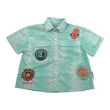 camicia tinta unita con stampa JGP6074CE VERDE ACQUA TRUSSARDI 