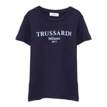 Trussardi T-Shirt Girocollo Tinta Unita con Stampa per Bambino TBP25003TSX BLU TRUSSARDI 