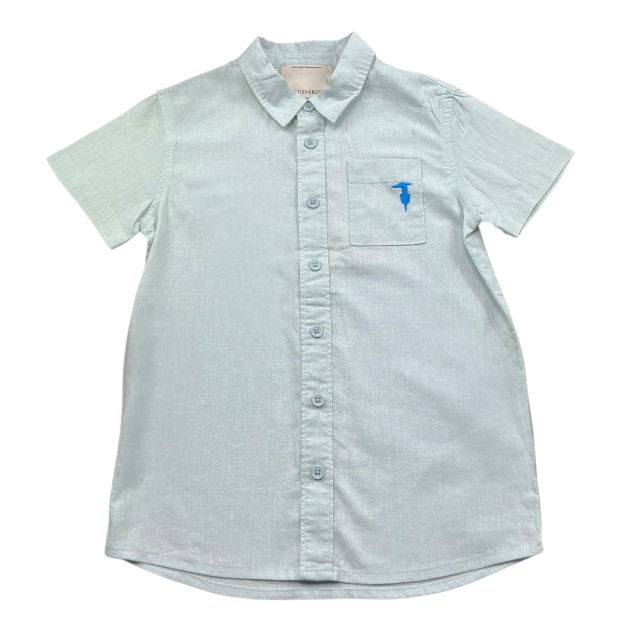 Trussardi Camicia Mezza Manica Tinta Unita con Logo per Bambina TBP26020CL VERDE TRUSSARDI 