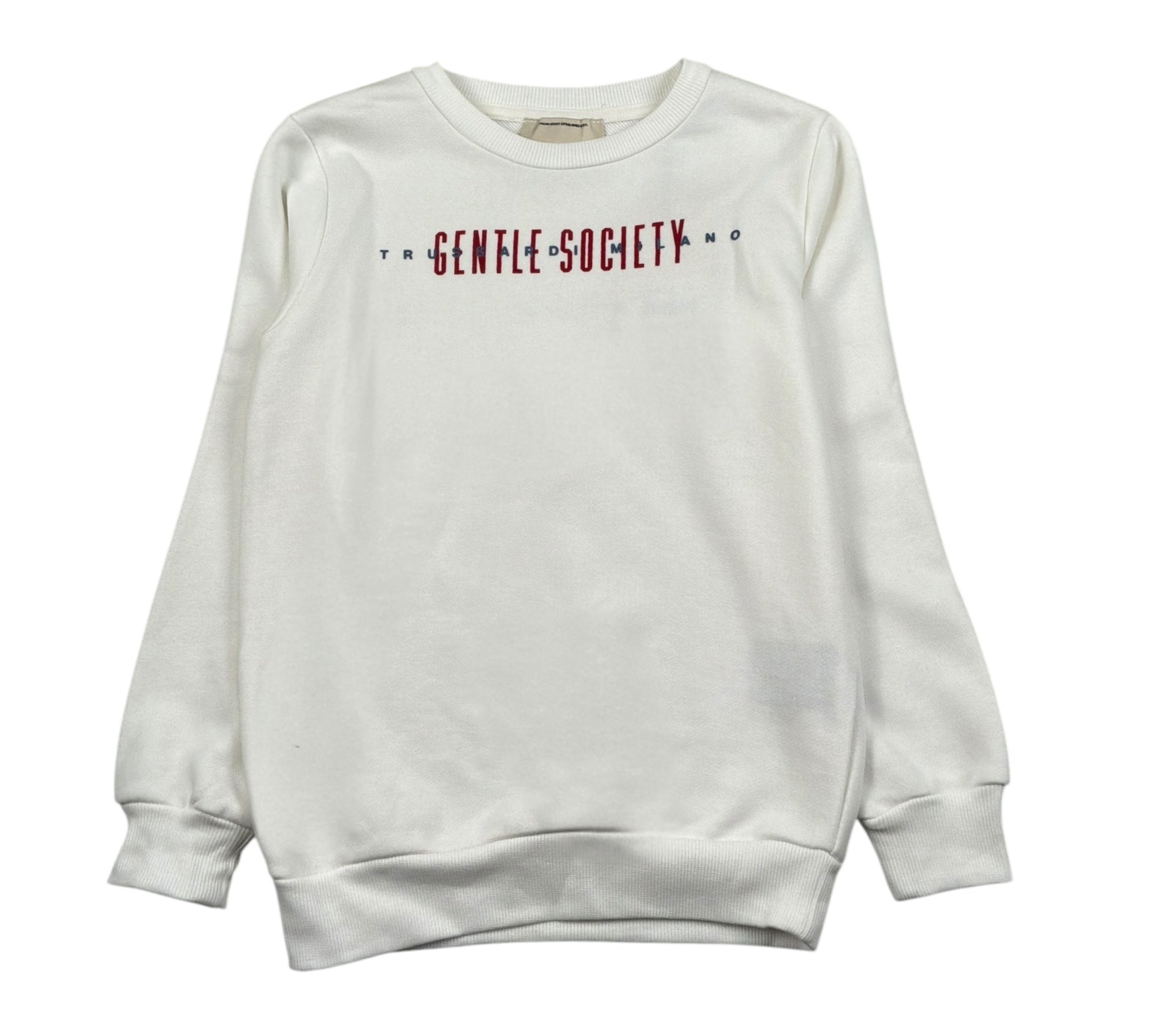 Trussardi Felpa Chiusa Girocollo Tinta Unita con Stampa per Bambino TBP26044FE PANNA TRUSSARDI 