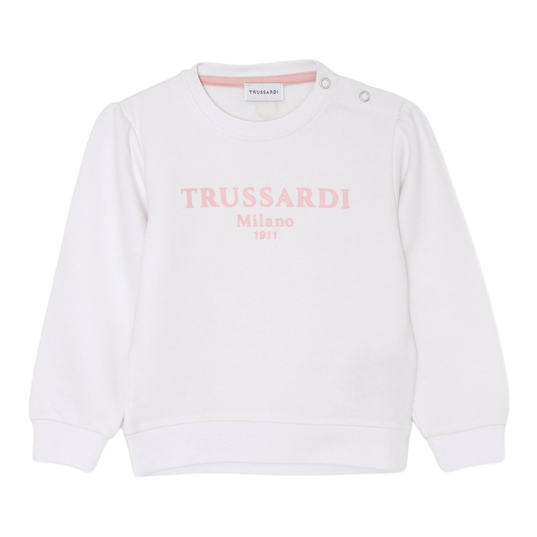 Trussardi Felpa Chiusa Girocollo Tinta Unita con Logo per Neonata TIP25008FE BIANCO TRUSSARDI 