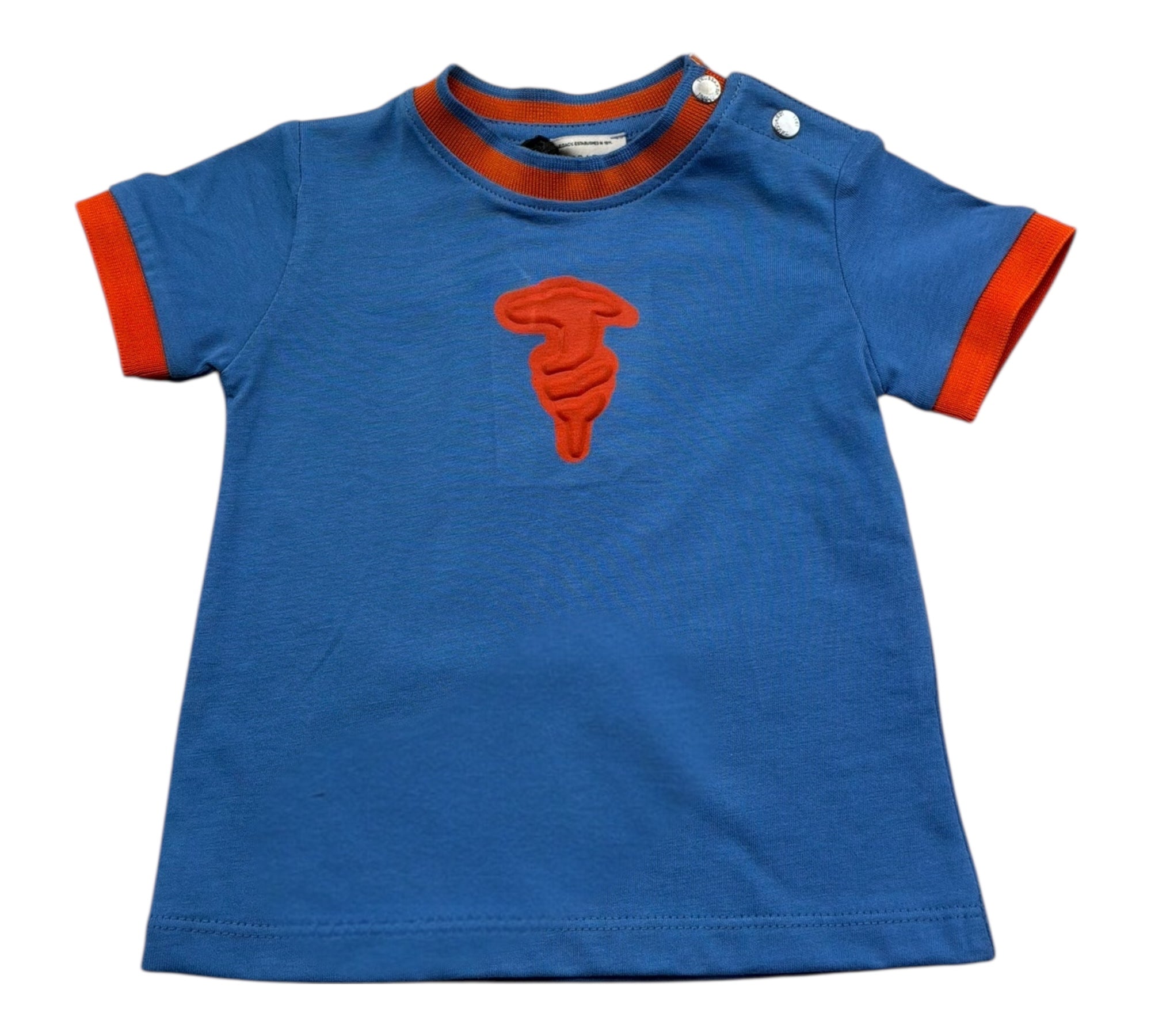 Trussardi T-Shirt Girocollo Tinta Unita con Stampa per Neonato TIP26088TS BLU TRUSSARDI 