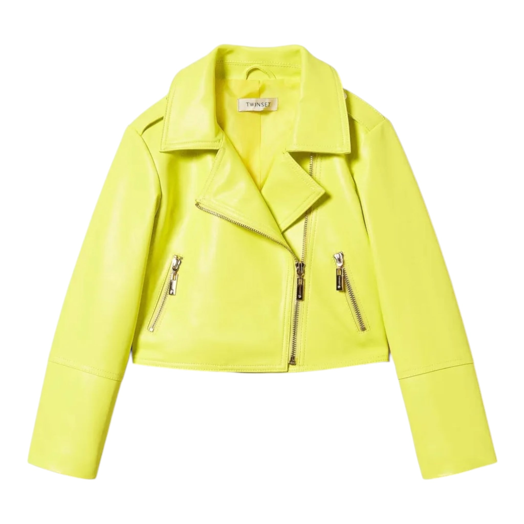 Twinset Giubbino In Ecopelle Tinta Unita con Zip per Bambina 251GJ2561 GIALLO TWINSET 
