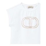 Twinset T-Shirt Girocollo tinta unita con Stampa Bianco per Bambina 251GJ2QR1X BIANCO TWINSET 