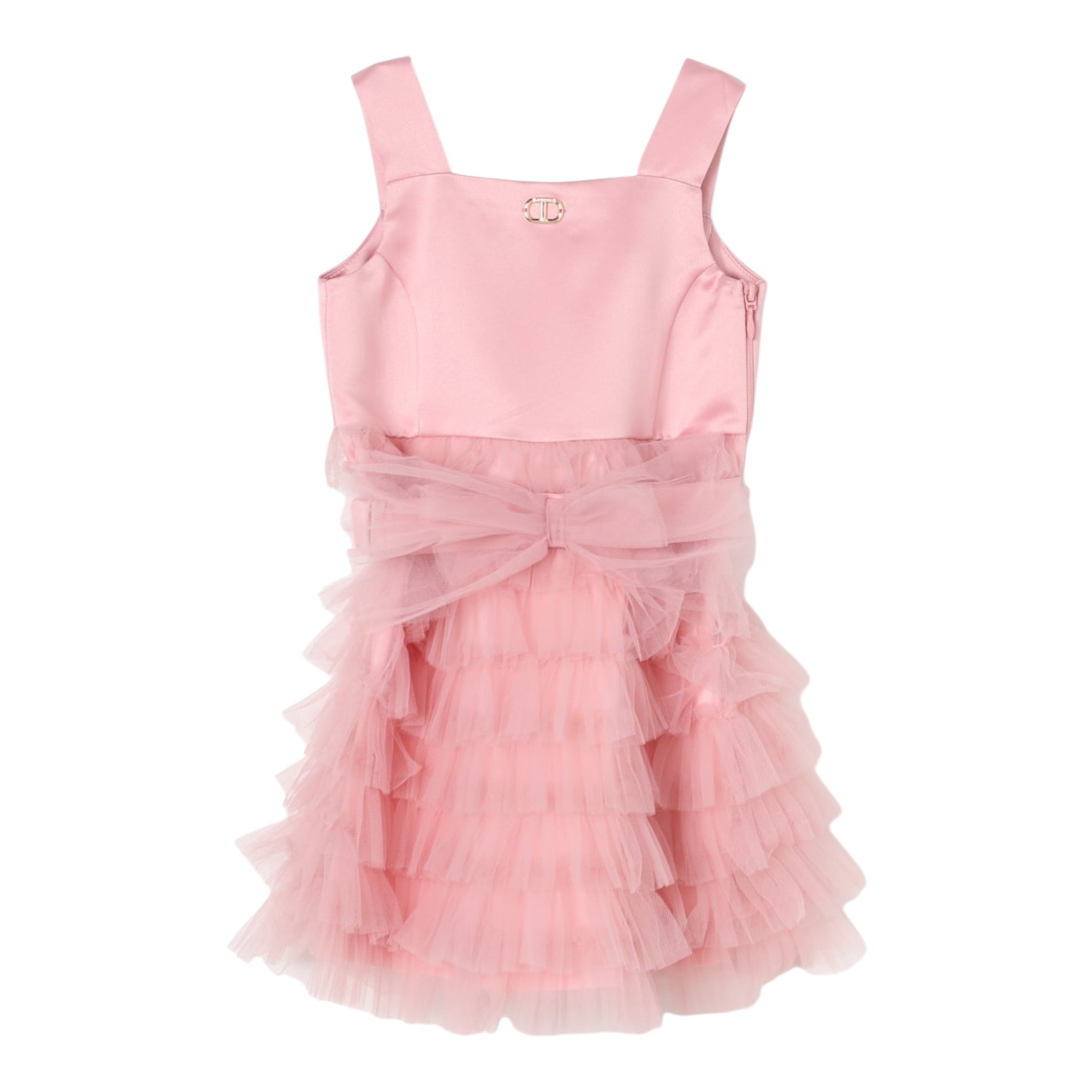 Twinset Abito Tinta Unita con Tulle per Neonata 251GJ2QS0 ROSA TWINSET 