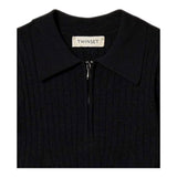 Twinset Abito Mezza Manica Tinta Unita con Zip E Colletto per Bambina 251GJ3401 NERO TWINSET 