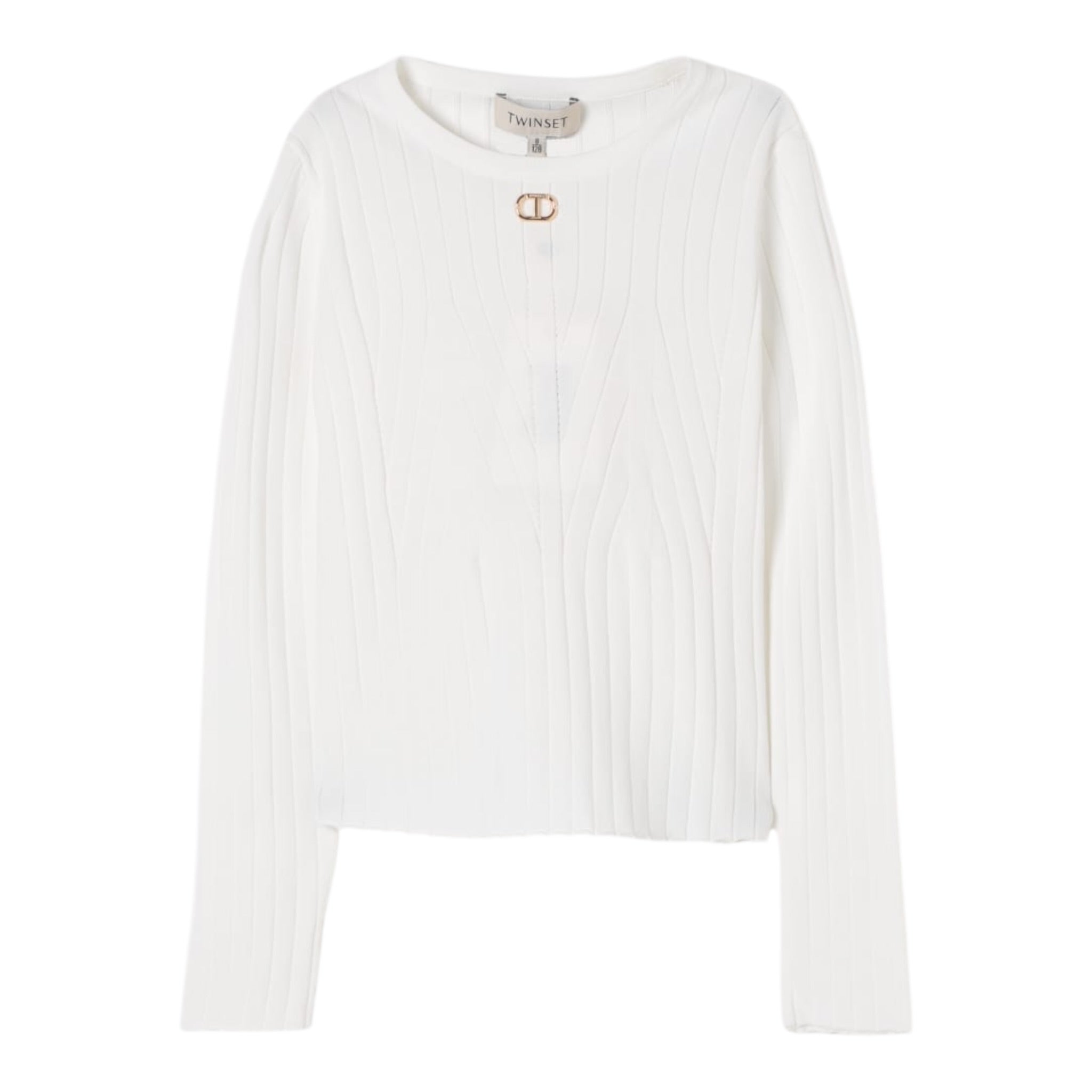 Twinset Maglia Tinta Unita con Logo per Bambina 251GJ3402 PANNA TWINSET 