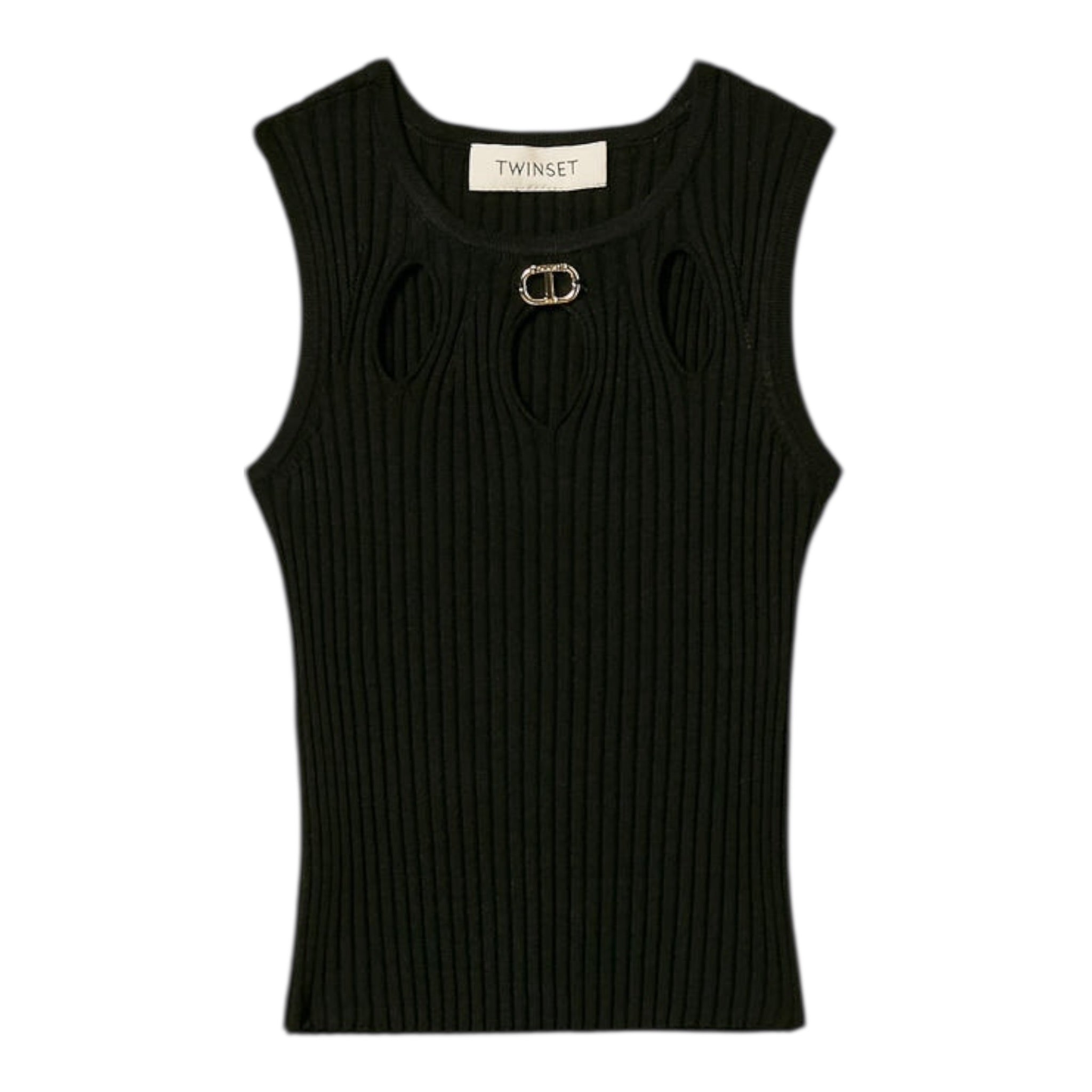 Twinset Canotta Tinta Unita con Logo per Bambina 251GJ3413 NERO TWINSET 