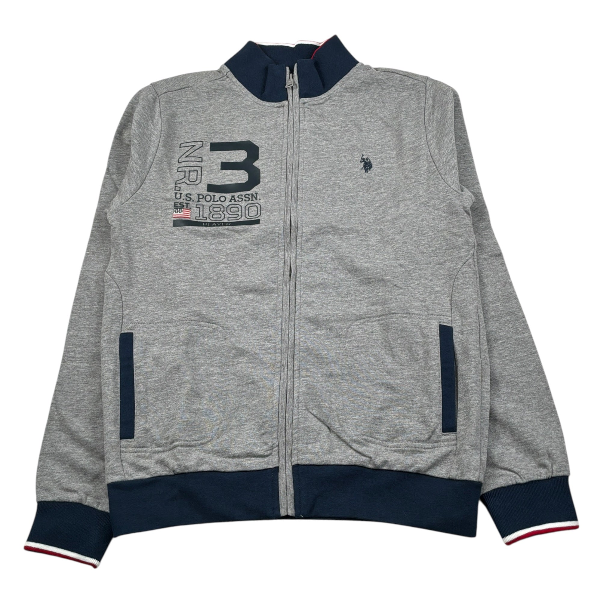 U.S. Polo Assn Felpa con Zip tinta unita con Profili In Contrasto Grigio per Bambino 58752602 GRIGIO U.S. POLO ASSN 