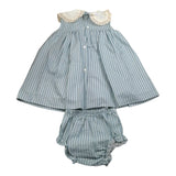 Valentina Bebes Set Abito-Coulotte Tinta Unita con Fantasia A Righe per Neonata LOVE8 AZZURRO VALENTINA BEBES 