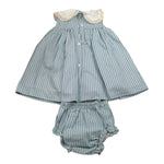 Valentina Bebes Set Abito-Coulotte Tinta Unita con Fantasia A Righe per Bambina LOVE8J AZZURRO VALENTINA BEBES 