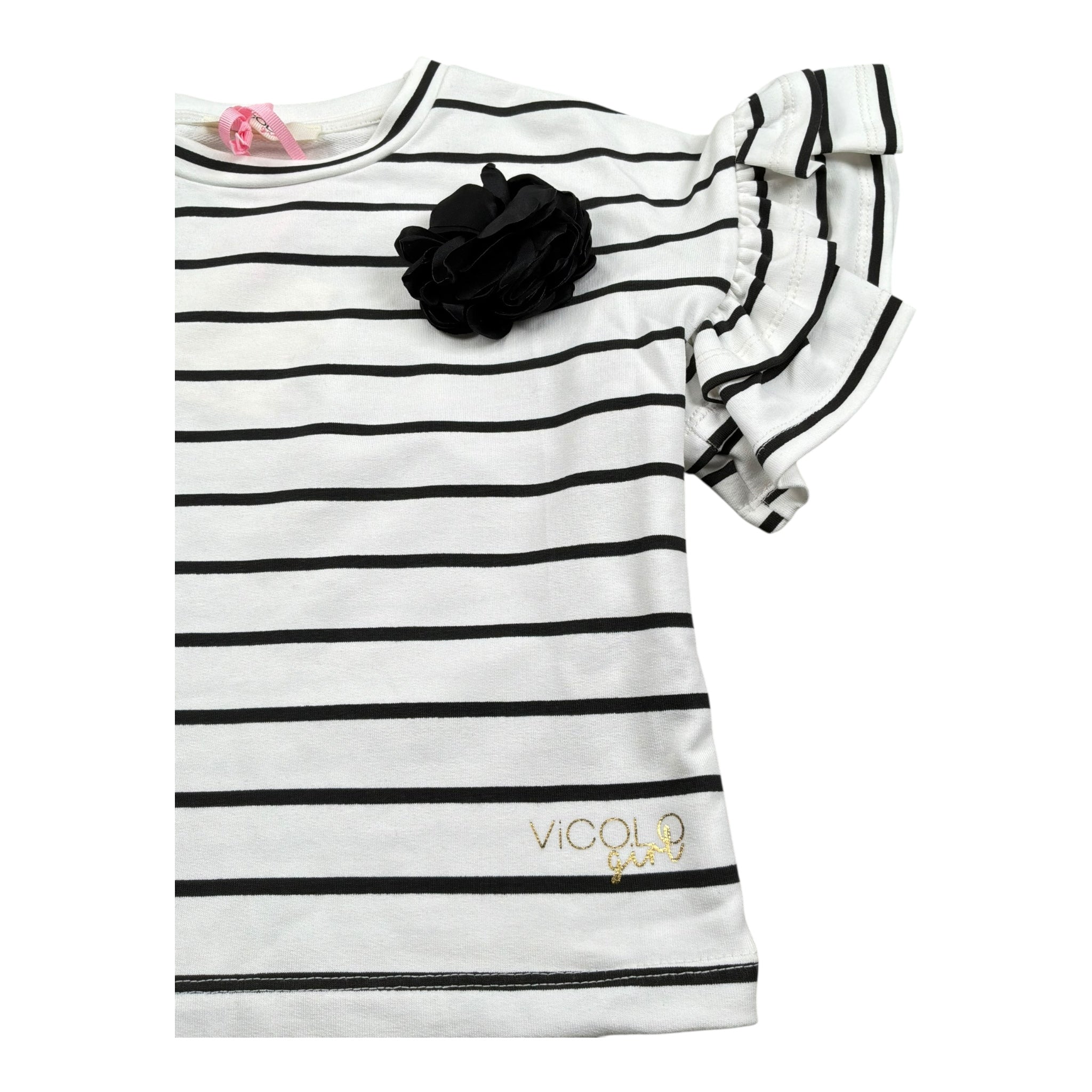 Vicolo T-Shirt Girocollo Fantasia A Righe per Bambina 3146F00364 BIANCO VICOLO 