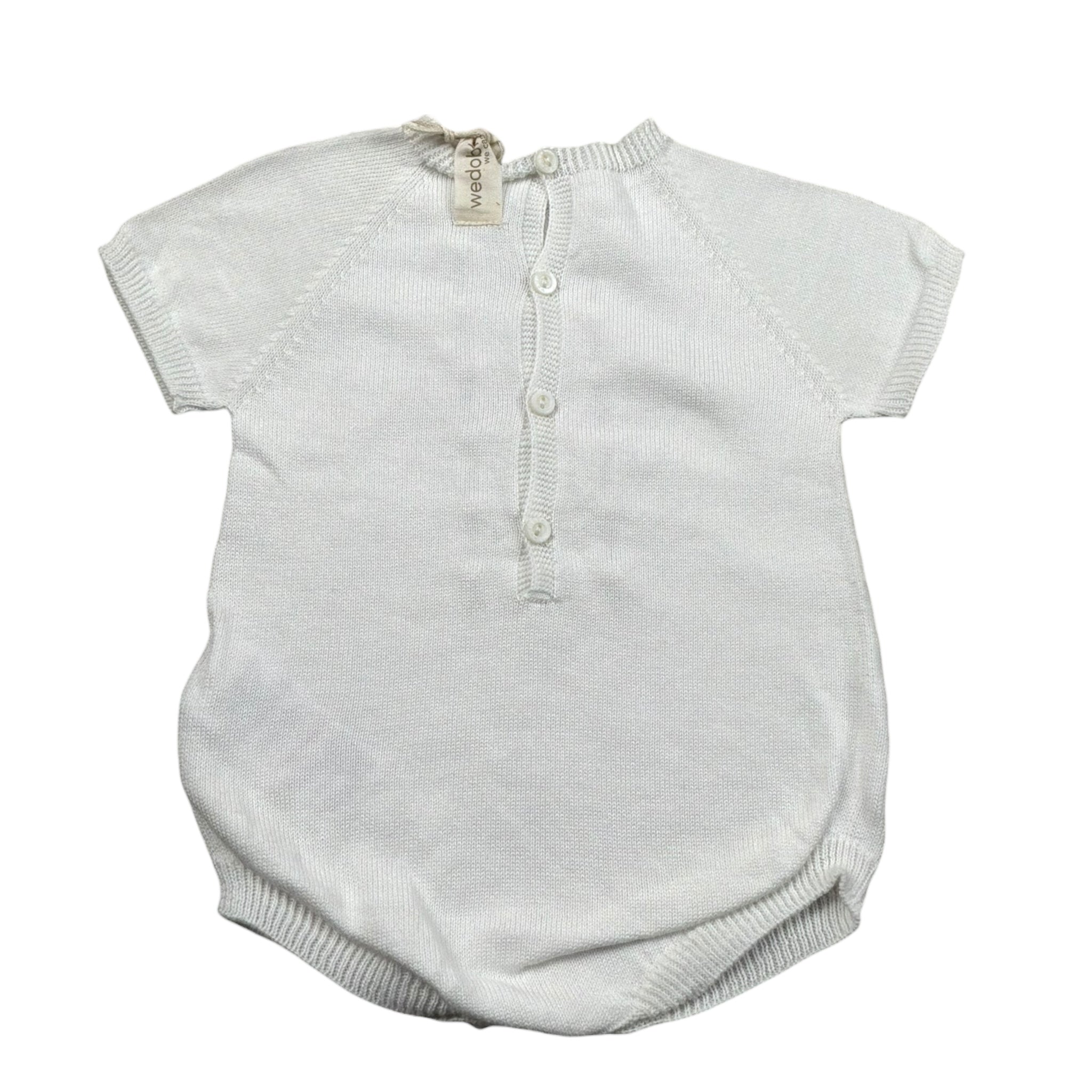 Wedoble Pagliaccetto Mezza Manica Tinta Unita con Ricami per Neonato V2401305R BIANCO WEDOBLE 