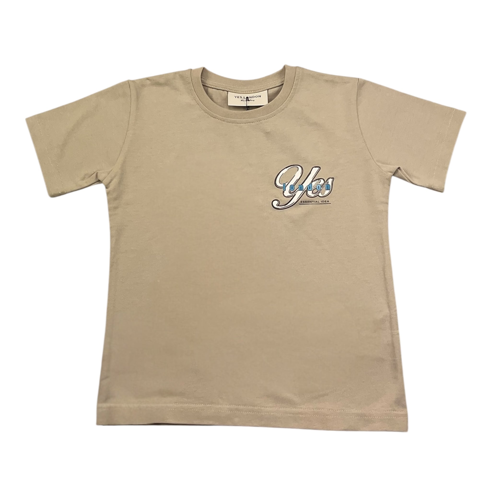 Yes London T-Shirt Girocollo Tinta Unita con Logo per Bambino JR2125 BEIGE YES LONDON 