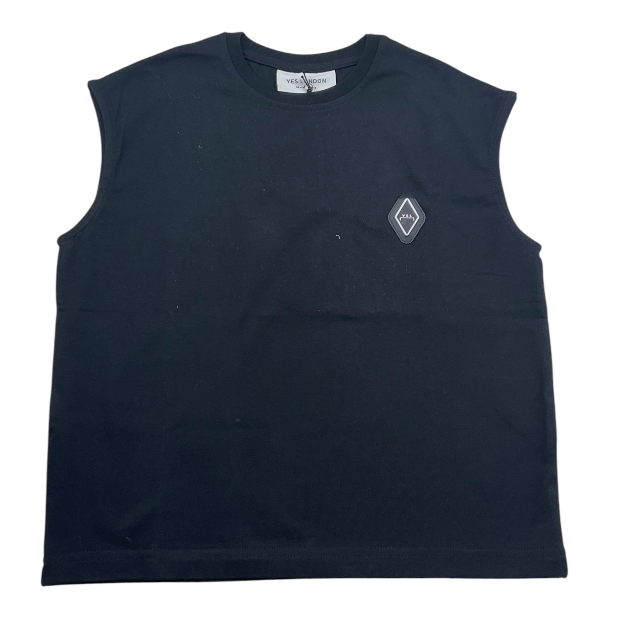 Yes London Canotta Girocollo Tinta Unita con Logo per Bambino JR2138 NERO YES LONDON 