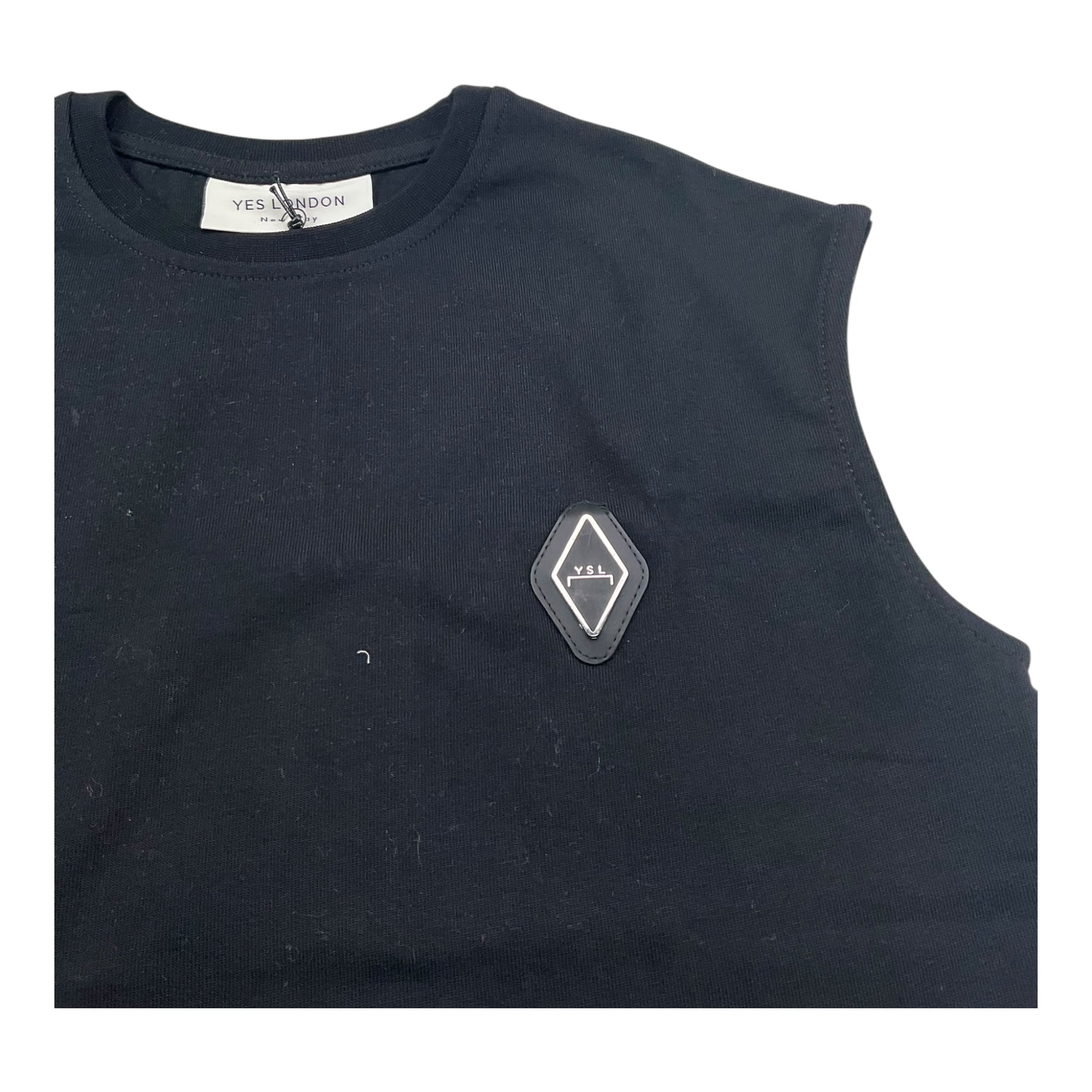Yes London Canotta Girocollo Tinta Unita con Logo per Bambino JR2138 NERO YES LONDON 