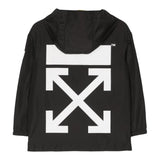 Off-White Schwarze Kapuzenjacke mit Reißverschluss für Jungen