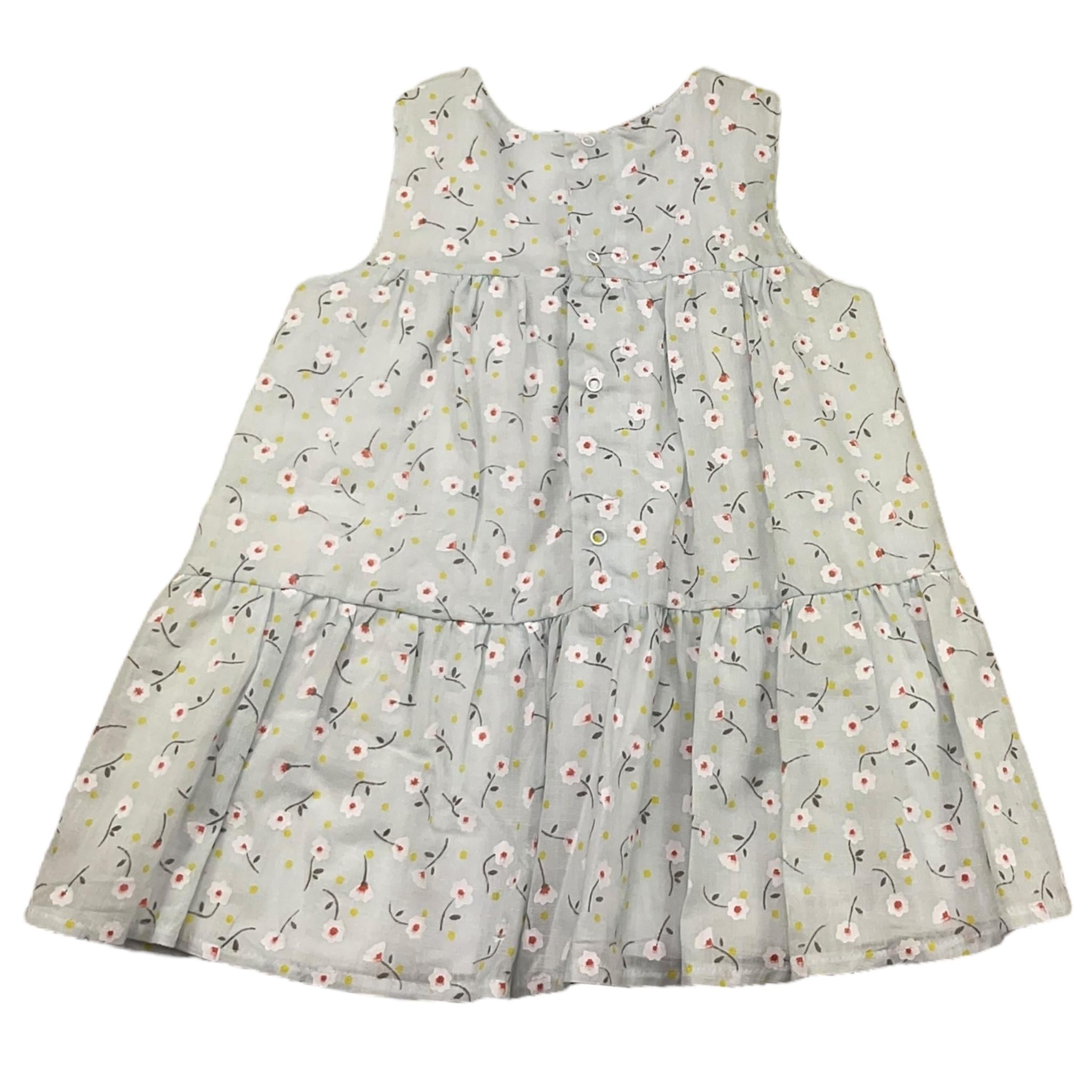 Lalalu' Abito Giromanica Tinta Unita con Stampa Floreale per Neonata VTL08G AZZURRO LALALU' 