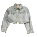 Elisabetta Franchi Giubbino In Denim Modello Crop con Bottoni per Bambina EFCA255 AZZURRO ELISABETTA FRANCHI 