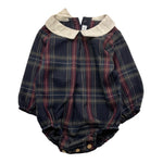 CALAMARO pagliaccetto tinta unita con fantasia righe e colletto Blu per Neonata 32462X BLU CALAMARO 