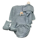 MAC ILUSIO'N completi 4 pezzi maglia-culotte-cappello-babbucce tinta unita Azzurro per Neonato 9428OX AZZURRO MAC ILUSIO'N 