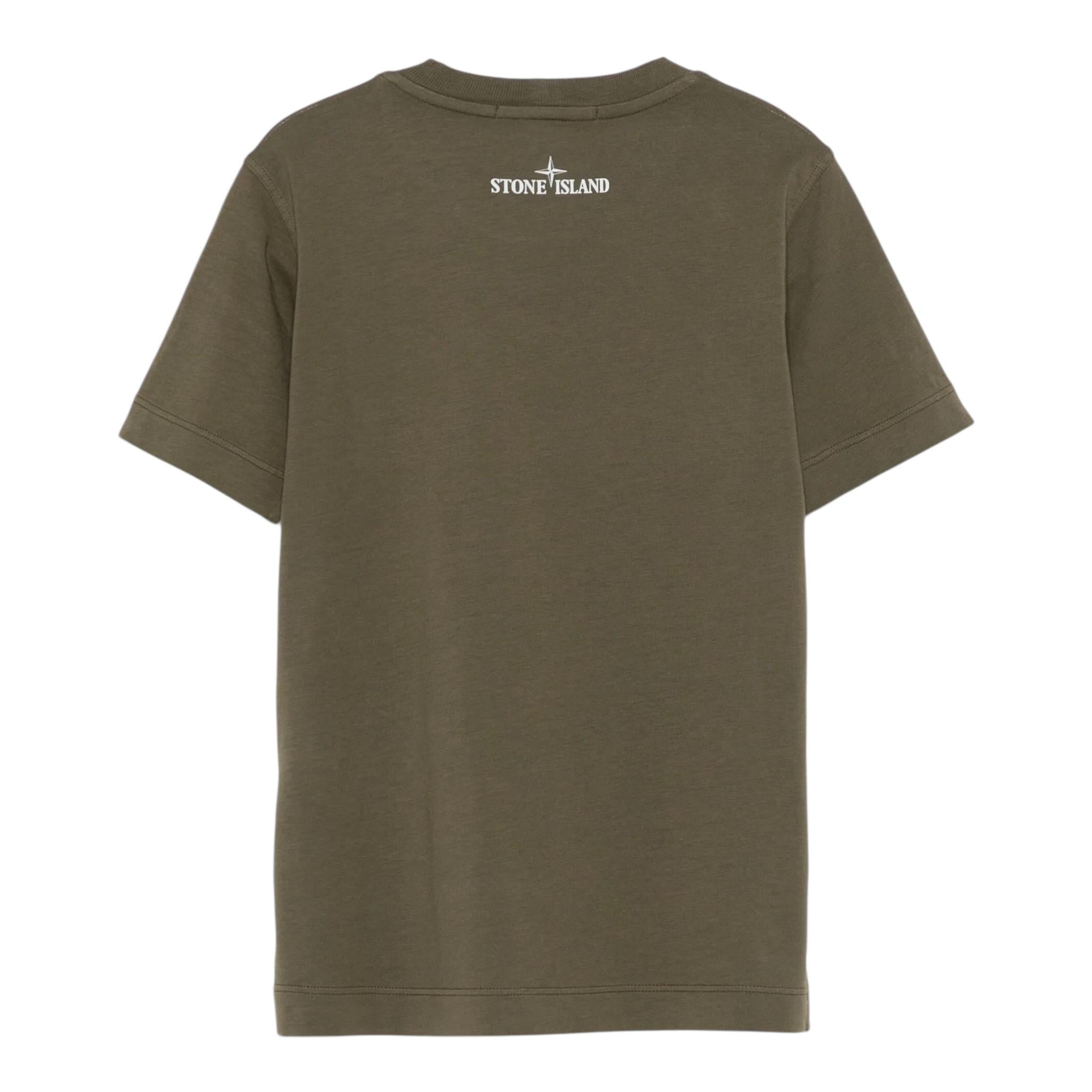 Stone Island T-Shirt Girocollo Tinta Unita con Logo per Bambino K1S16210001 VERDE STONE ISLAND 