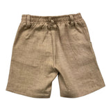 Le Bebe' Einfarbige Bermudashorts mit elastischer Taille in Beige für Neugeborene