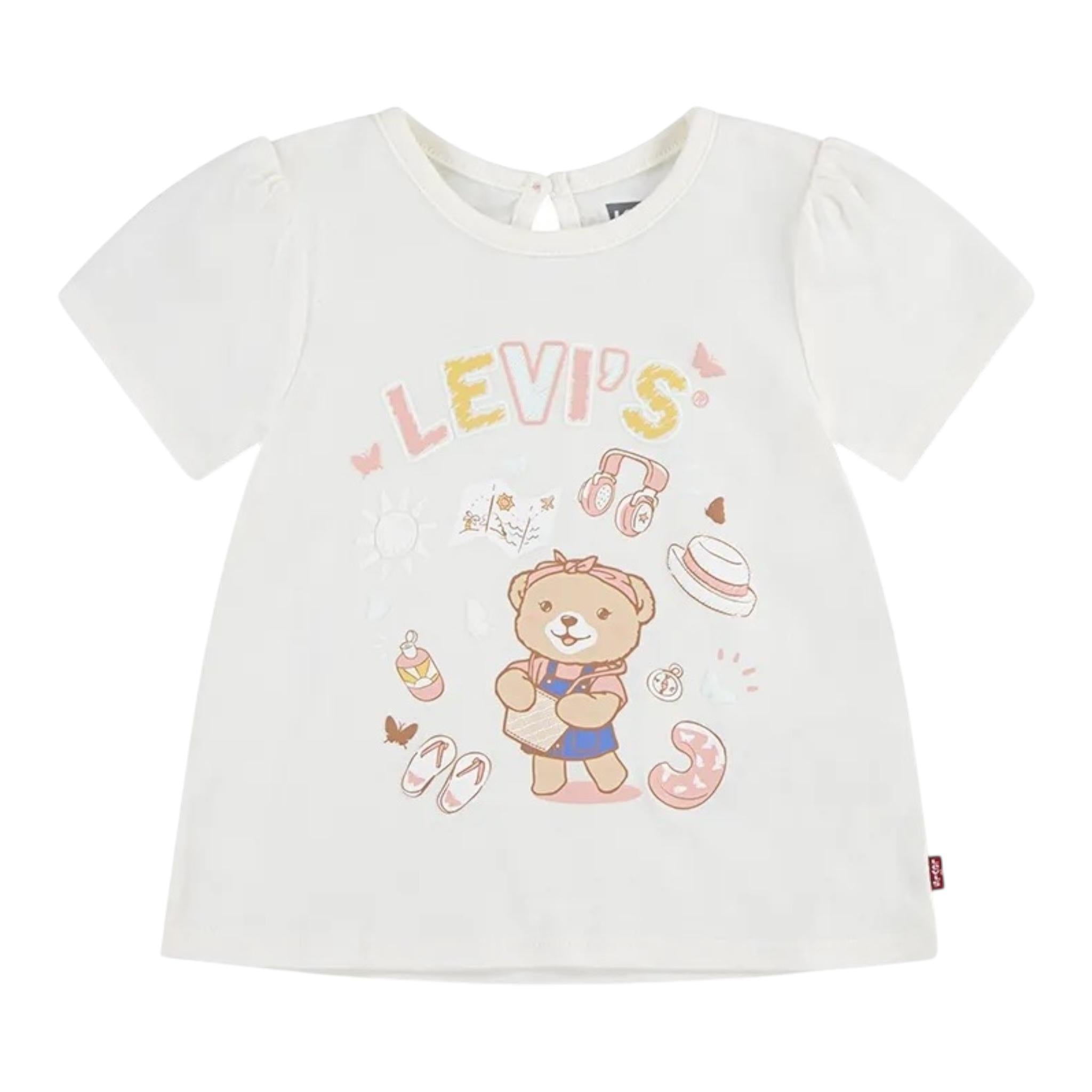 Levi'S T-Shirt Girocollo Tinta Unita con Stampa per Neonata 1EM401 BIANCO LEVI'S 