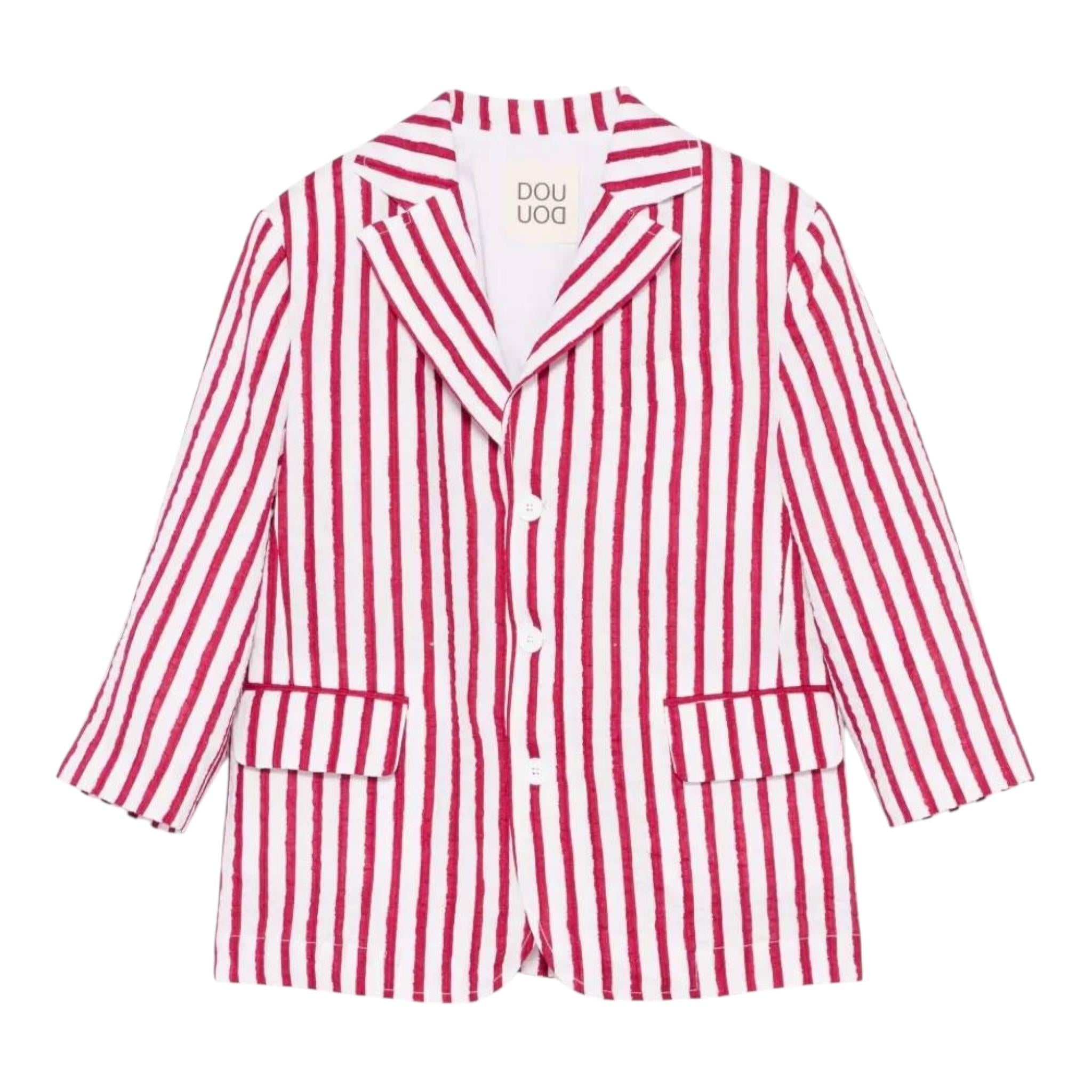 Dou Dou Giacca Tinta Unita con Fantasia A Righe per Bambina DW2P34 BORDEAUX DOU DOU 