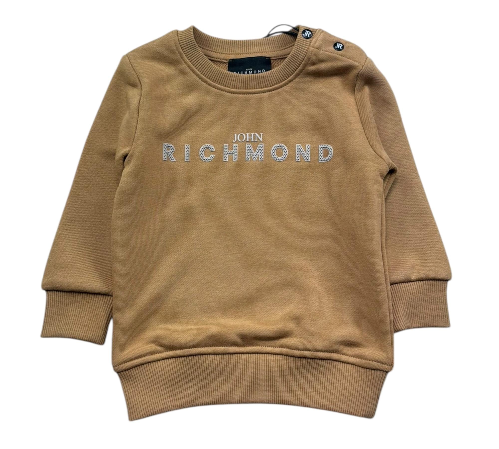 John Richmond Felpa Chiusa Girocollo Tinta Unita con Logo per Neonato RIP26001FE BEIGE JOHN RICHMOND 