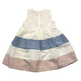 Barcellino Einfarbiges Ärmelloses Kleid Mit Kontrastbändern Weiß Für Baby Mädchen