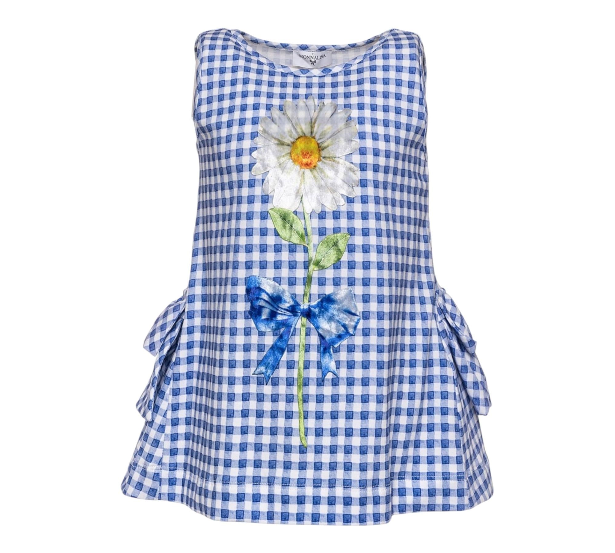 Monnalisa Canotta Fantasia Quadretti per Bambina 1136P8A2 BLU MONNALISA 