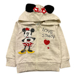 Känguru-Kapuzenpullover mit Reißverschluss, einfarbig, Kontrastdruck, Beige für Baby Mädchen