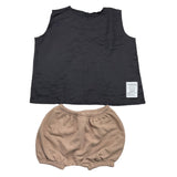 Minimum Komplettes 2-teiliges Tanktop-Höschen Zweifarbig Schwarz/Beige für Baby-Mädchen