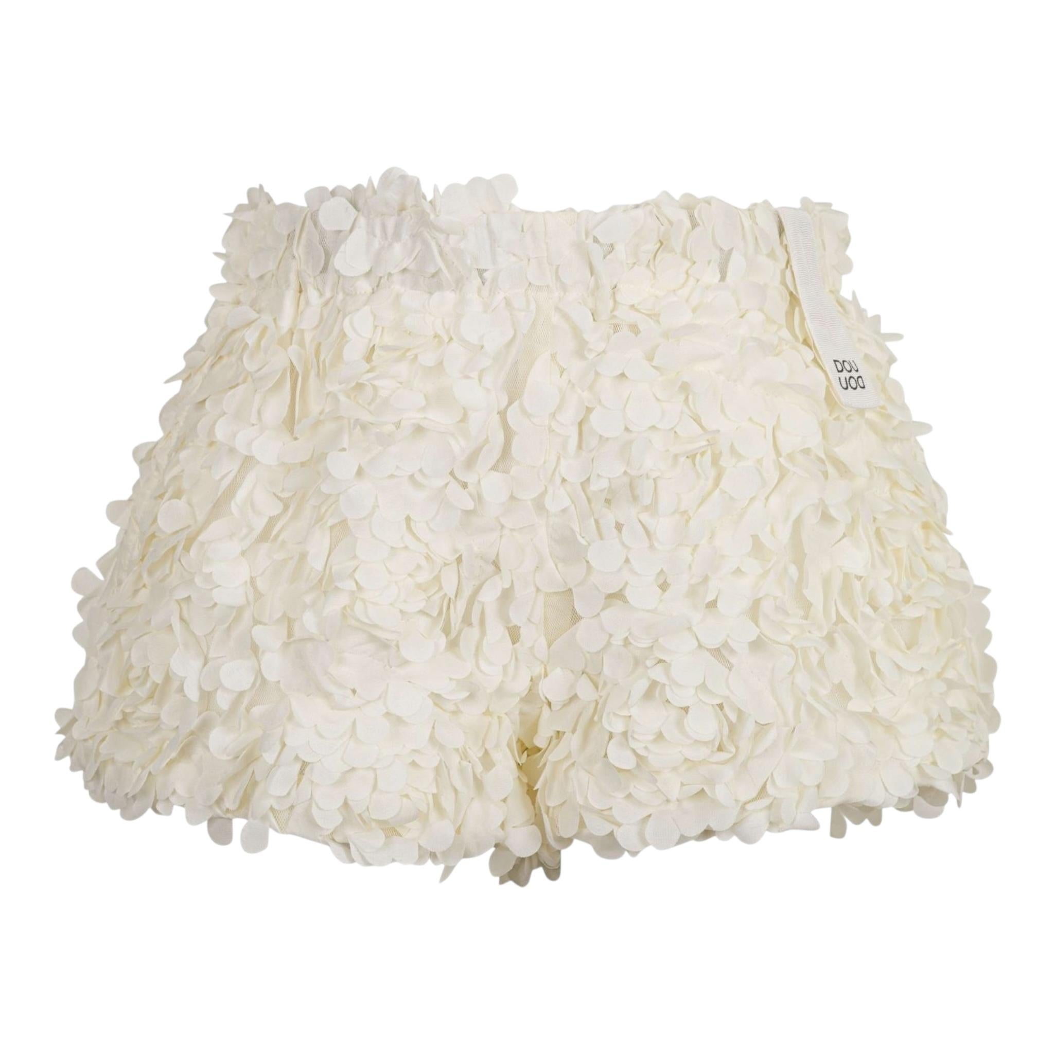 Dou Dou Short Tinta Unita con Applicazioni per Bambina DW6A99 PANNA DOU DOU 