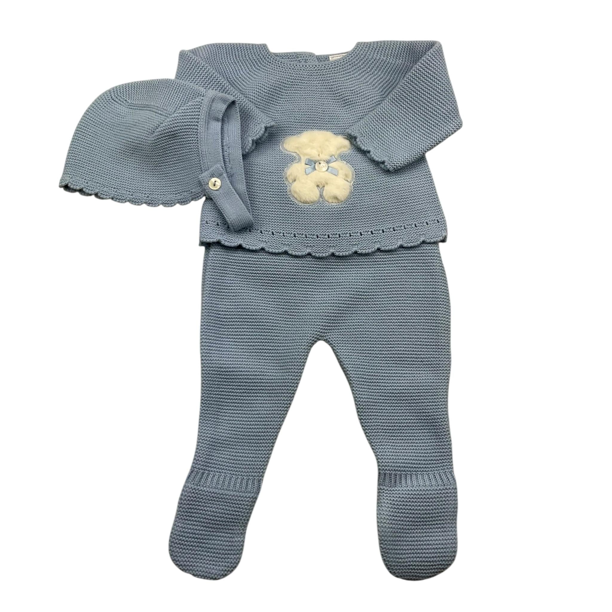 VALENTINA BEBES completo 3 pezzi maglia-ghettina-cappello Azzurro per Neonato MEK45 AZZURRO VALENTINA BEBES 