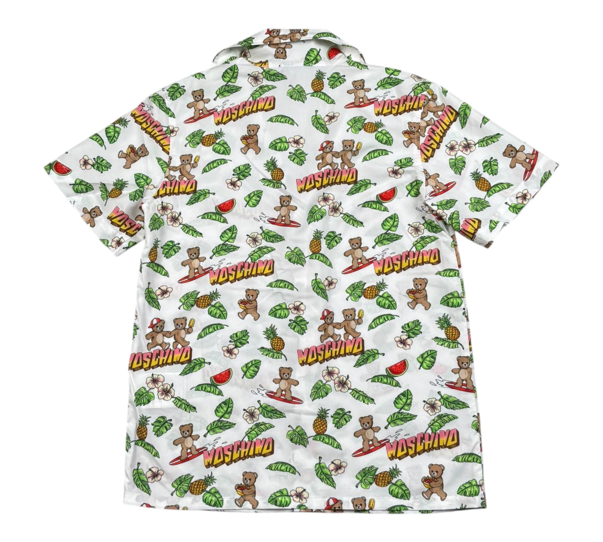 Moschino Camicia Mezza Manica Tinta Unita con Stampe per Bambino MUX01X BIANCO MOSCHINO 