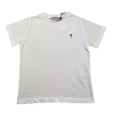 Cesare Paciotti Einfarbiges Rundhals-T-Shirt mit weißem Logo-Print für Kinder