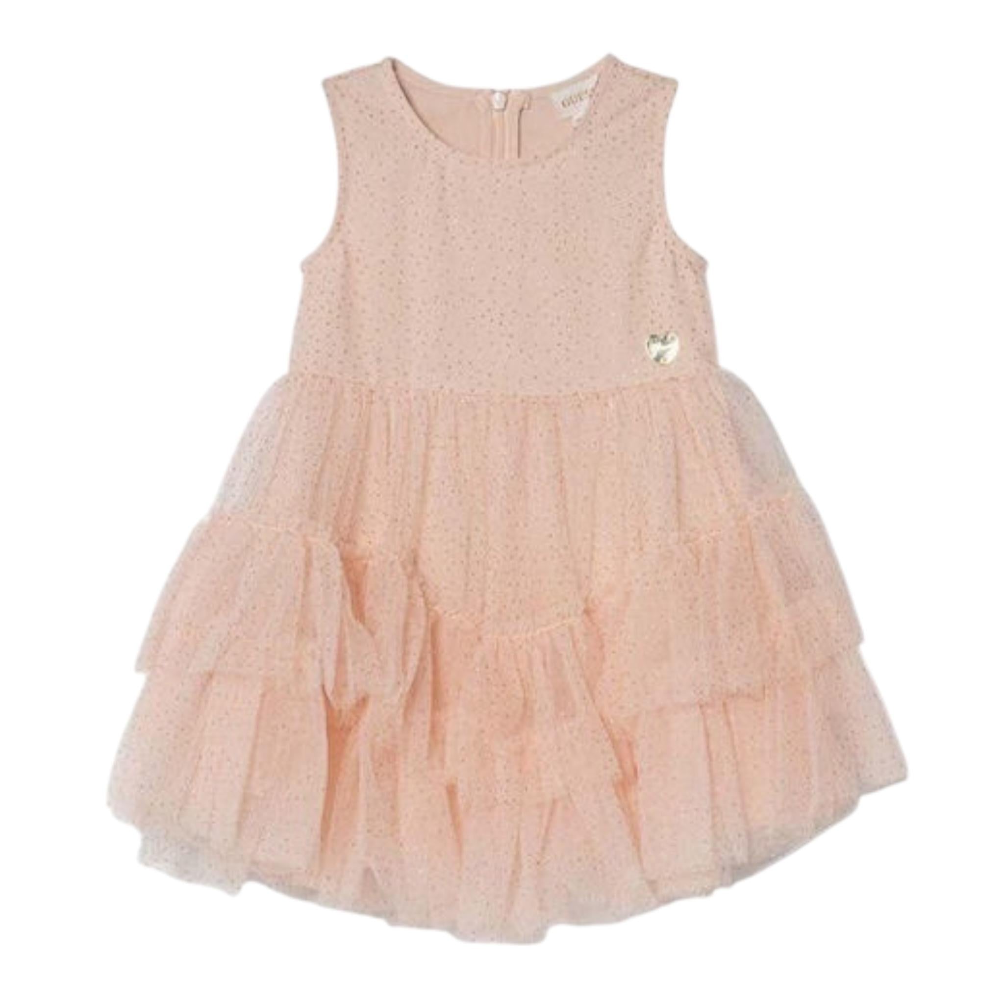 Guess Abito Giromanica Tinta Unita con Tulle per Neonata A4RK03KC3F0 ROSA GUESS 