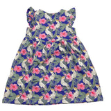 Name.It Blaues, einfarbiges, ärmelloses Kleid mit Blumenmuster für Mädchen