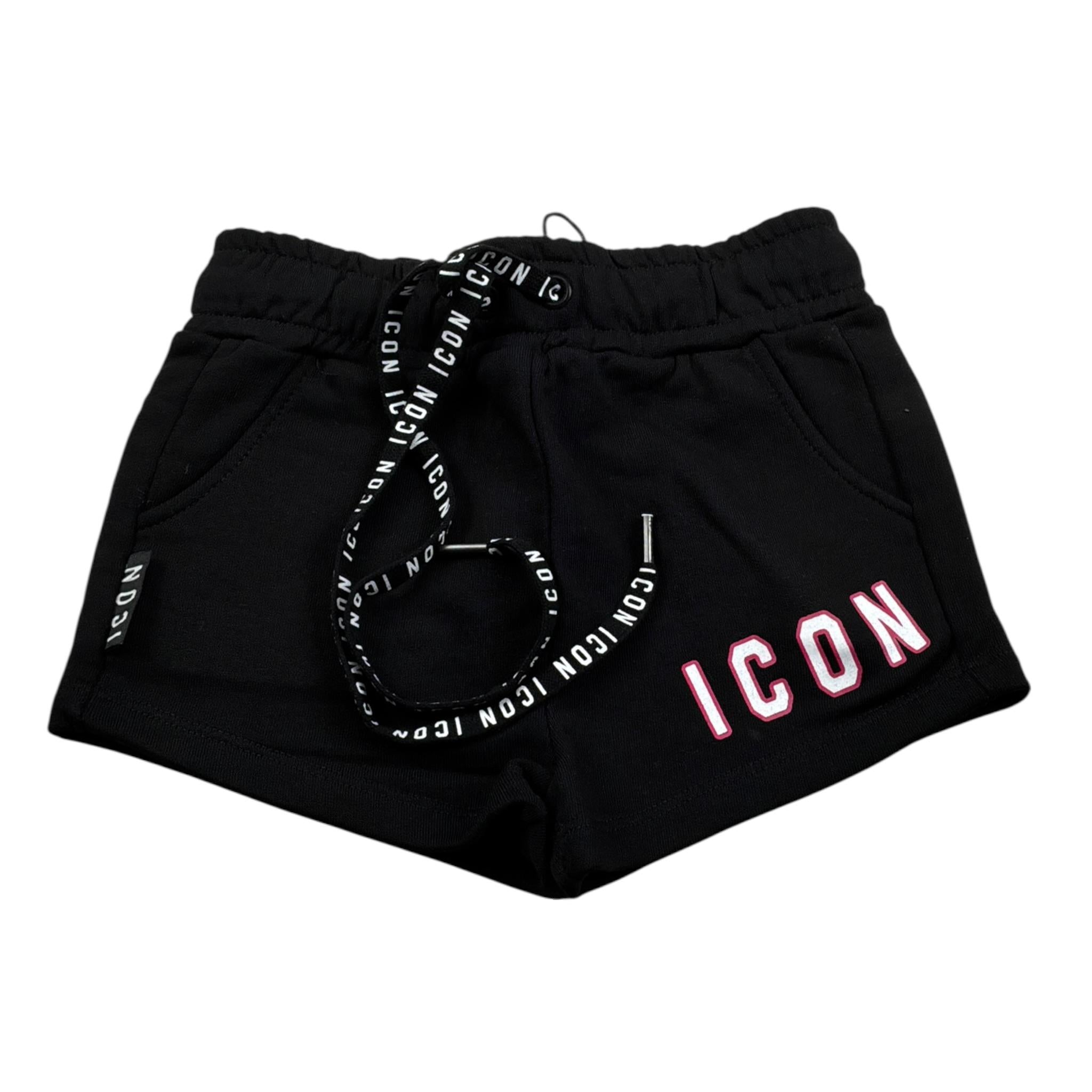 Icon Short tinta unita con Logo Nero per Bambina IJG072 NERO ICON 