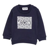 Moschino Felpa Chiusa Girocollo Tinta Unita con Stampe per Neonato MUF05U BLU MOSCHINO 
