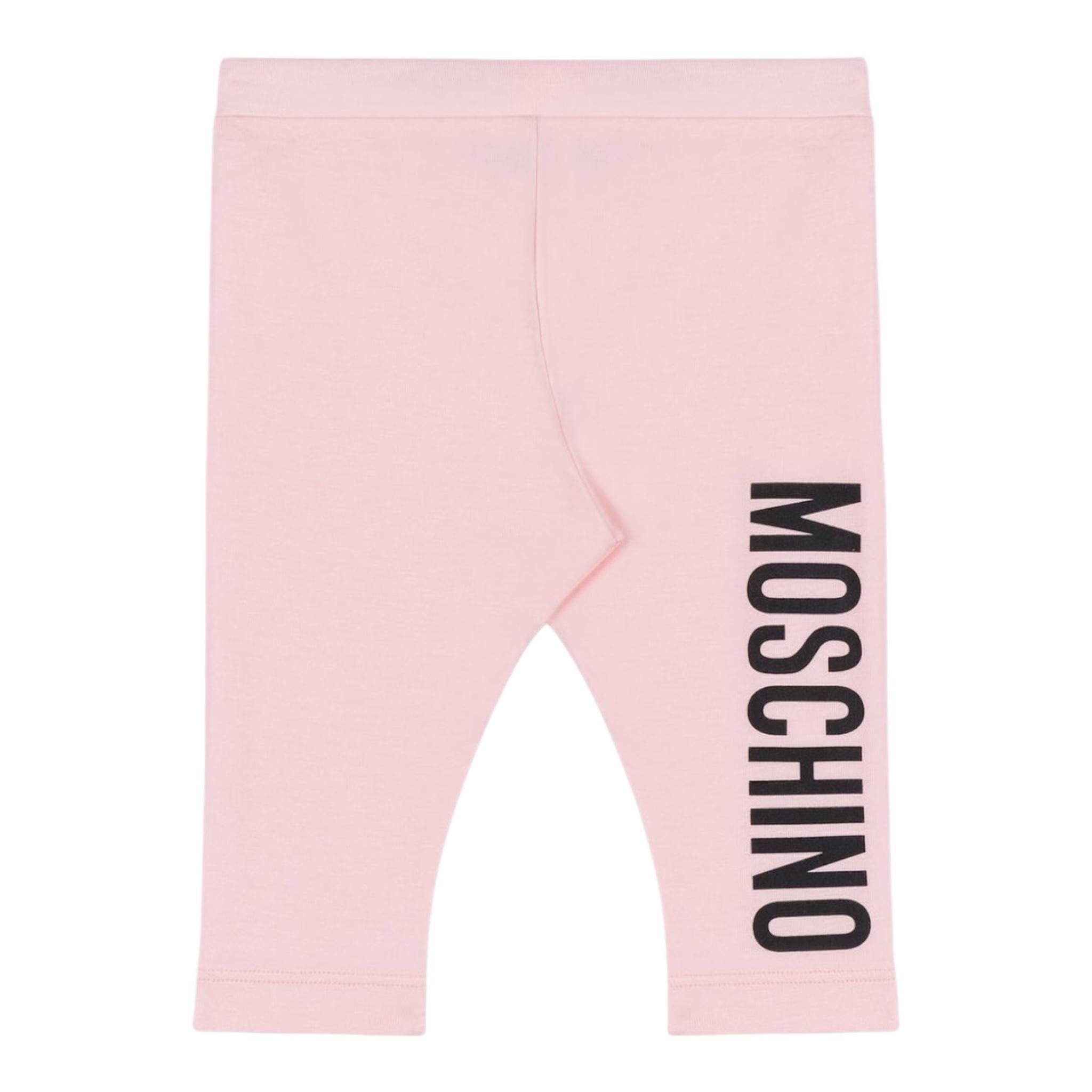 Moschino Leggins Tinta Unita con Logo per Neonata MDP03DN ROSA MOSCHINO 