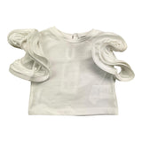 M+E‘ Einfarbiges T-Shirt mit Rundhalsausschnitt und Rüschenärmeln, weiß, für Baby-Mädchen